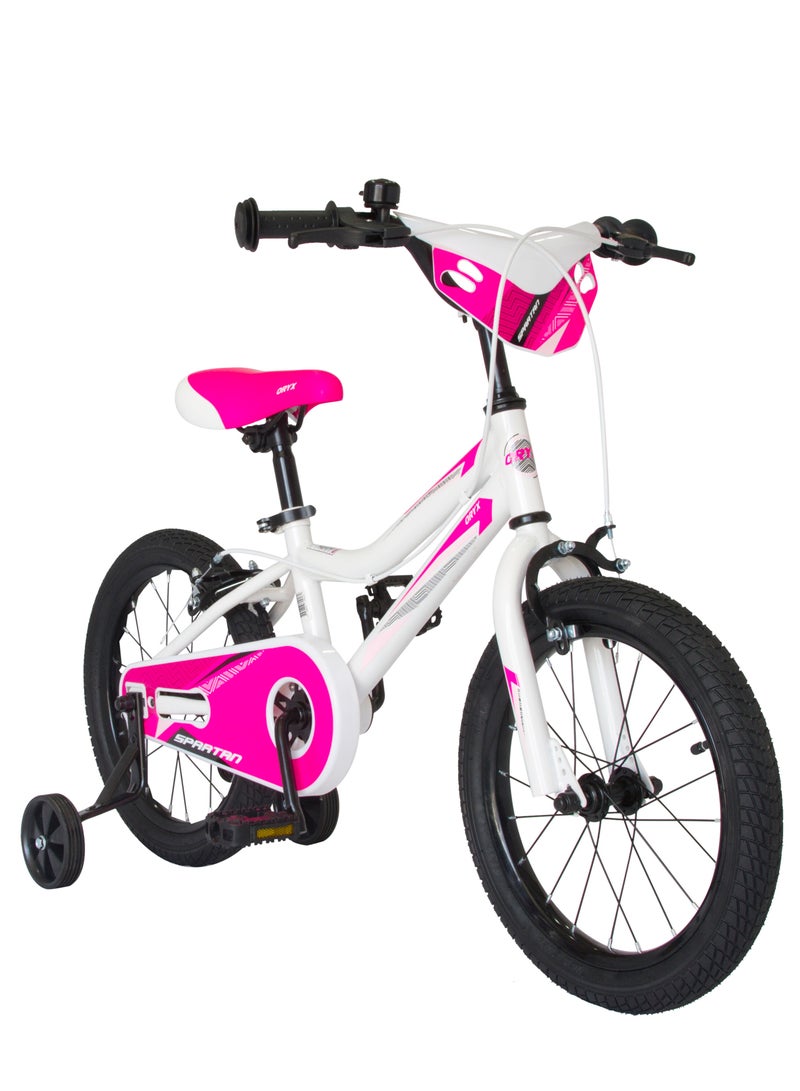 Oryx Bicycle Pink 16 Inche Kids Bike with Training Wheels and Rear Caliper Brakes - Lightweight Girls Bike for Ages 3-5