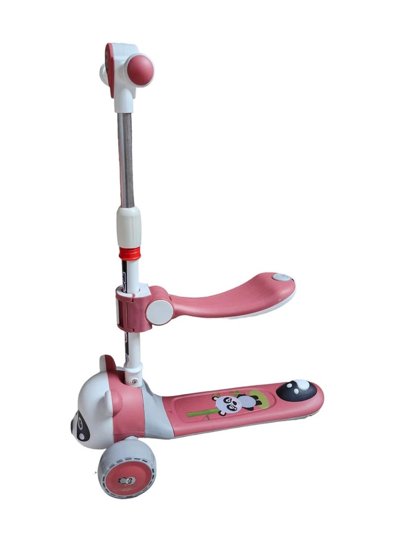 Lovely Baby Kick Scooter TG 633S for Kids Ages 3-8 Foldable Seat - 3 Wheel Scooter and Adjustble Height - Pink
