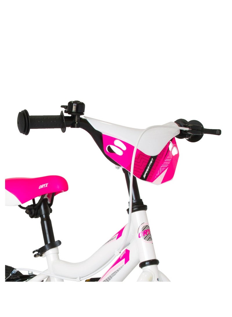Oryx Bicycle Pink 12 Inches Kids Bike with Training Wheels and Rear Caliper Brakes - Lightweight Girls Bike for Ages 3-5