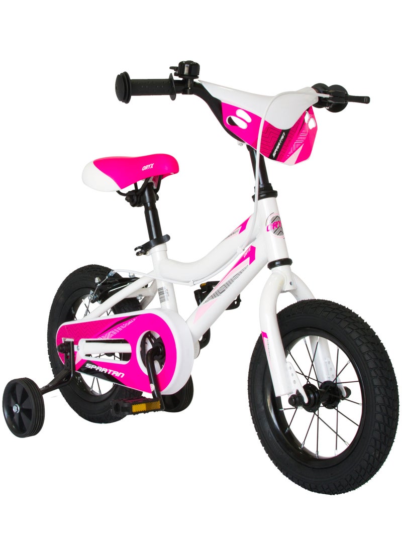Oryx Bicycle Pink 12 Inches Kids Bike with Training Wheels and Rear Caliper Brakes - Lightweight Girls Bike for Ages 3-5