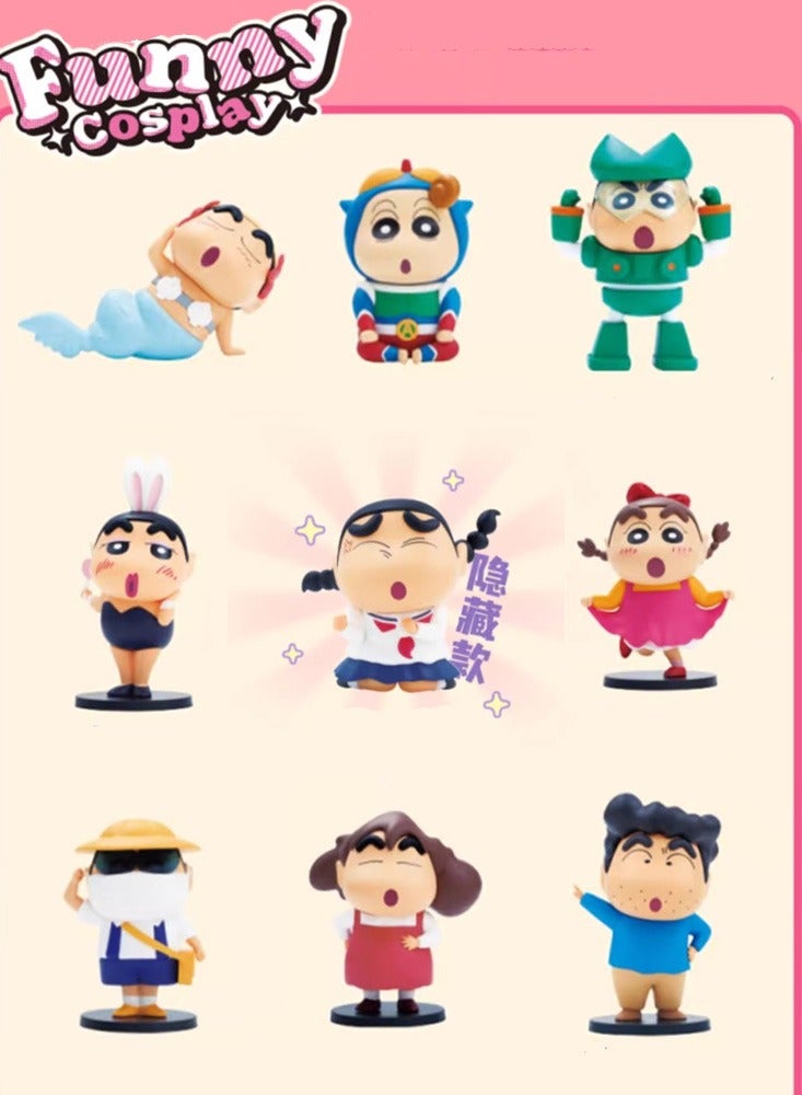Crayon Shin-chan Funny COS Figure Model Ornament Trendy Toy Gift 8-piece Set