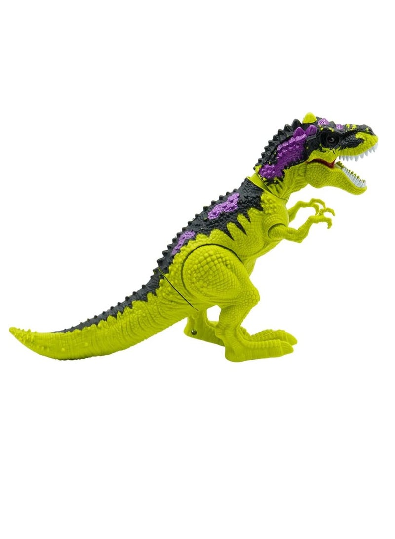 Reva Electric T-Rex Dinosaur Toy with Simulated Fire from LED Light Up Water Spray and Roaring Sound Battery Operated Walking Tyrannosaurus Toy (Light Green)
