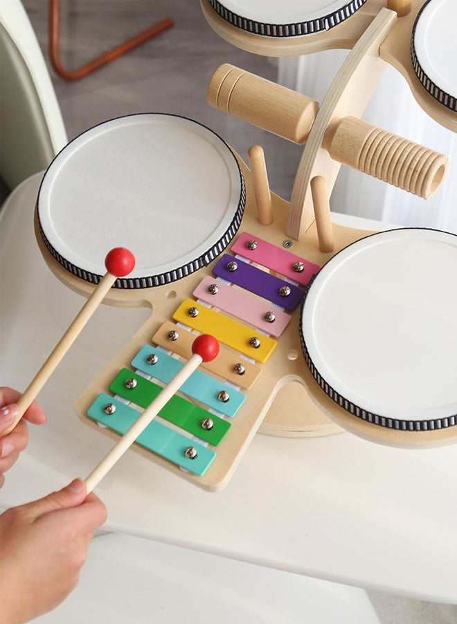 Baby Musical Instruments Wooden Drum Set Educational Toddler Playing Children Birthday Gifts