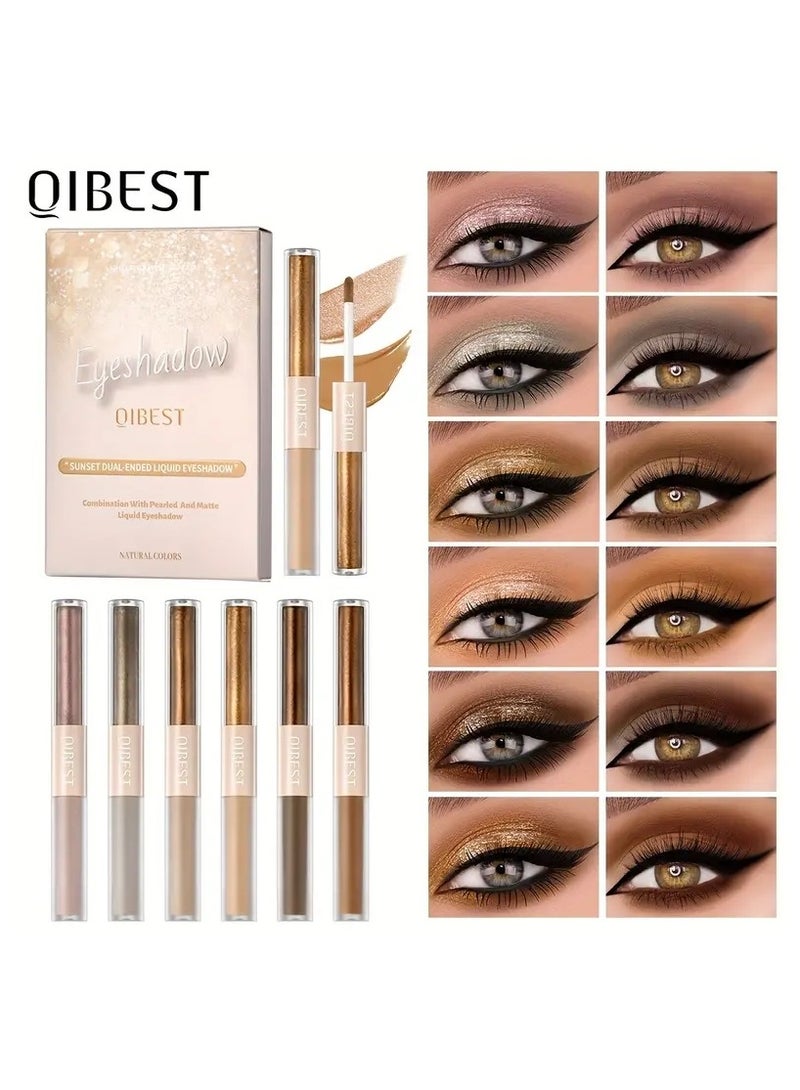 6pcs Liquid Eyeshadow Set Pearly Matte Double Ended Eyeshadow Pearly And Matte Finish  Smooth Delicate Texture Eyeshadow