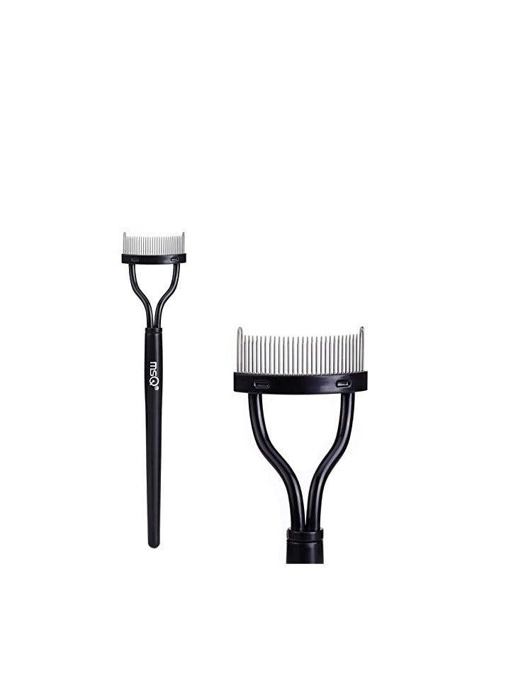 Eyelash Comb Eyebrow Brush MSQ Eyelash Separator Mascara Applicator Eyelash Definer With Comb Cover Arc Designed Cosmetic Brushes Tool (Black 1PCS)