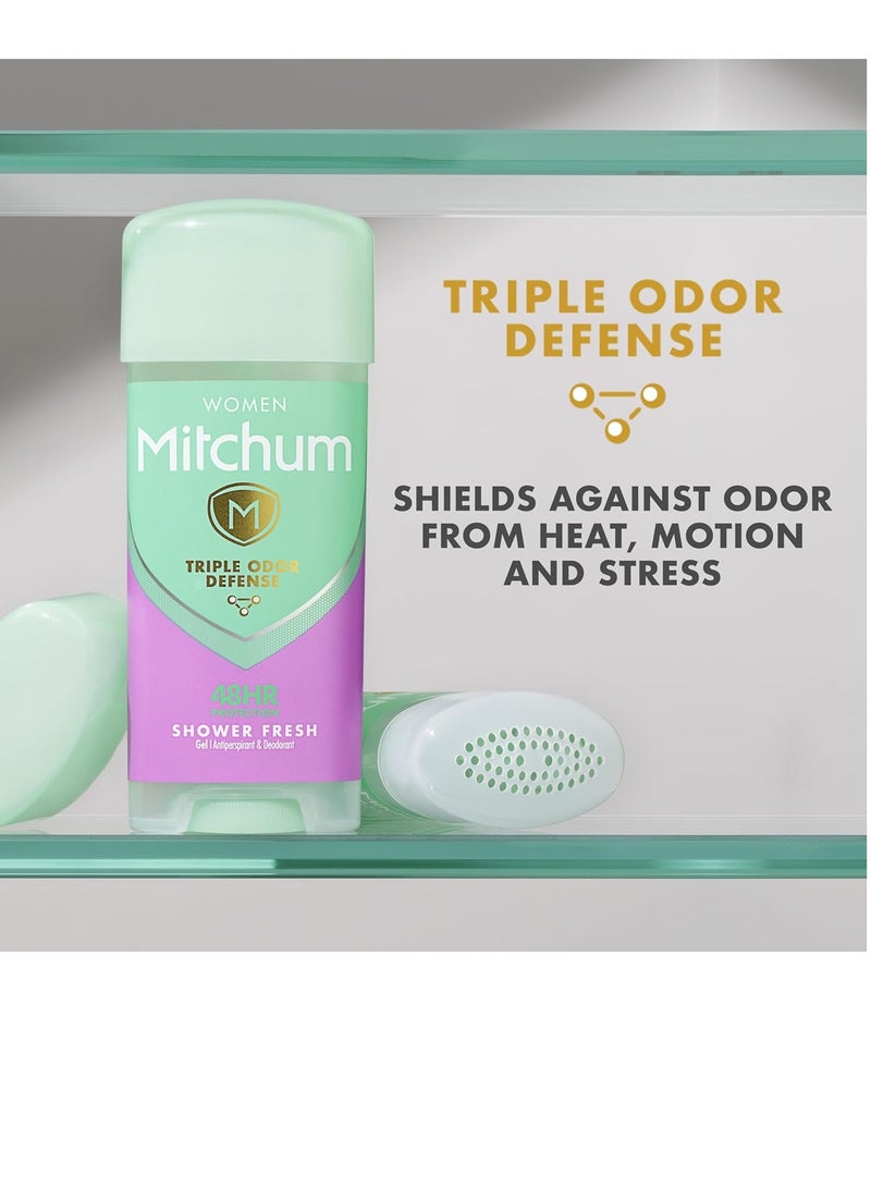 Mitchum Women's Deodorant, Antiperspirant Stick, Triple Odor Defense Gel, 48 Hr Protection, Shower Fresh, 3.4 Oz (Pack of 2)