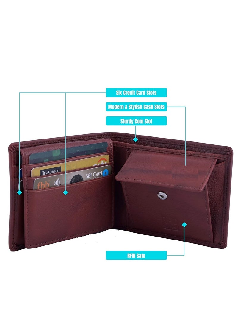 AM leather Dark Brown Men's RFID Wallet (Two Tone) | Packaging / Product Colour / Style may Vary