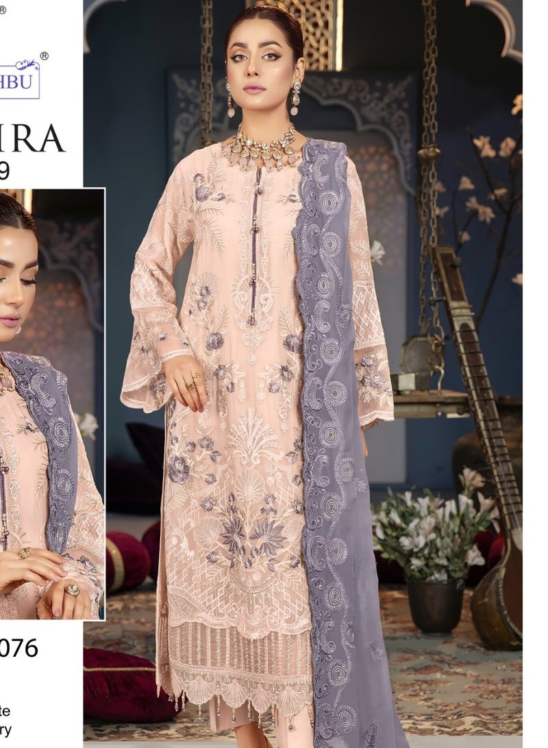 Wedding Party Wear Georgette Semi Stitched Pink Pakistani Salwar Suit