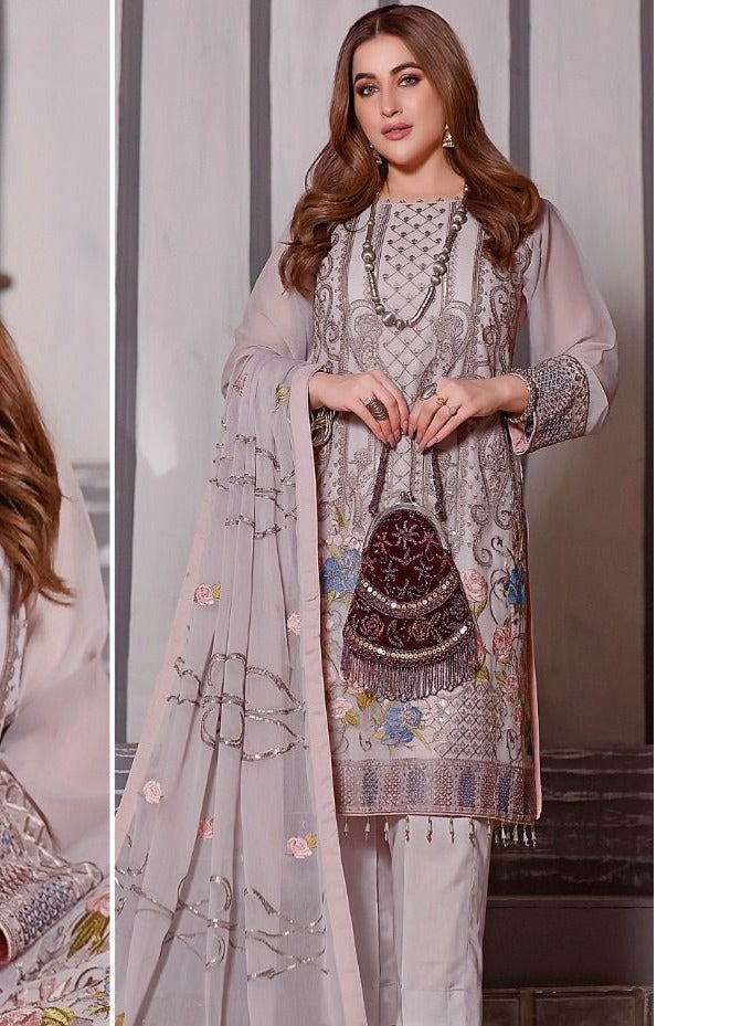 Wedding Fancy Work Purple Semi stitched Pakistani Salwar Suit with Dupatta