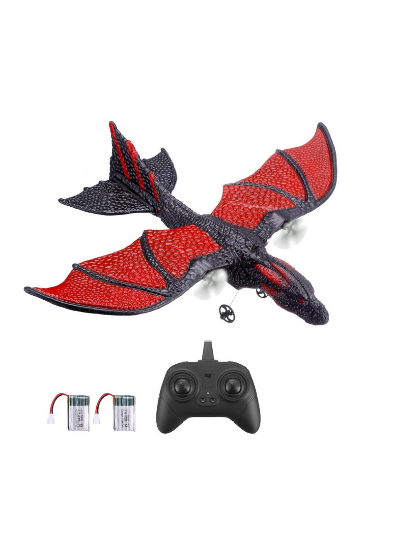 RC Plane, 2 Channel Remote Control Plane, 2.4GHZ RC Airplane for Adult and Kids, Dragon Plane with 2 Batteries, for Family Gatherings, Picnics, Park, for Beginners, Delightful for All