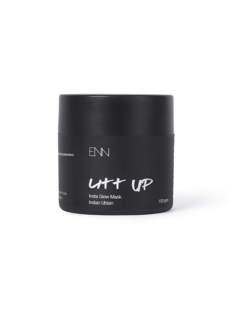 ENN Litt Up Indian Ubtan Glow Face Mask  Brightening   Removes Tan   Glowing Skin   Even Skin Tone   Reduces Dark Spots   Turmeric   Sandalwood   Kaolin Clay   Natural   For Women and Men   100 gms