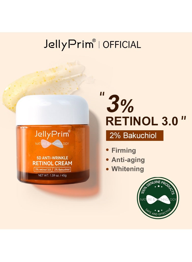 JellyPrim fades fine lines on face and brightens skin tone retinol cream 45g