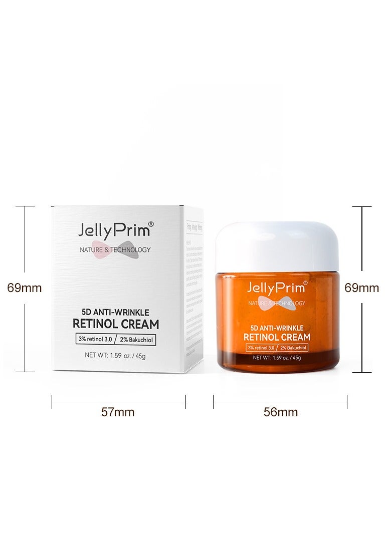 JellyPrim fades fine lines on face and brightens skin tone retinol cream 45g