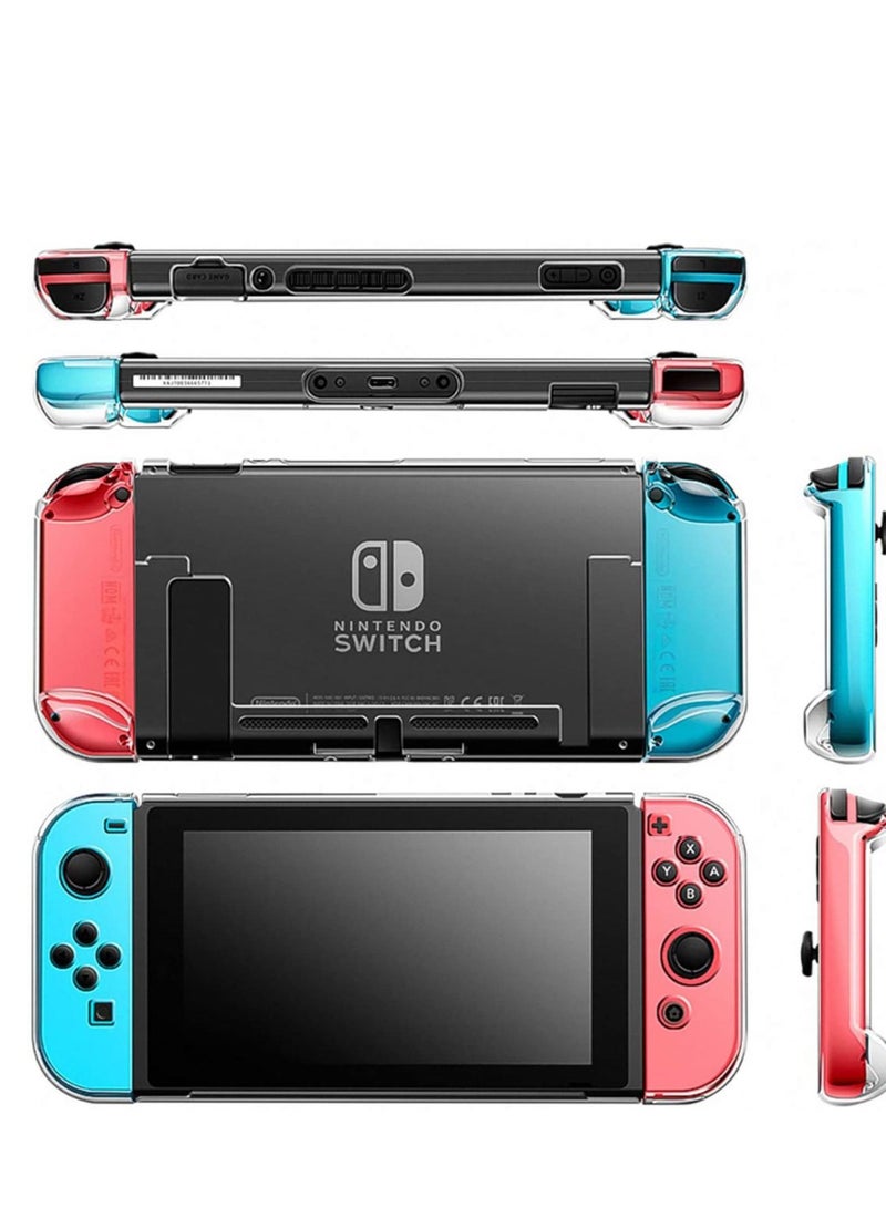 Switch Case Compatible with Fit for Nintendo Switch 9 in 1 Accessories kit with Carrying Case, Dockable Protective Case HD Screen Protector and 6pcs Thumb Grips Caps