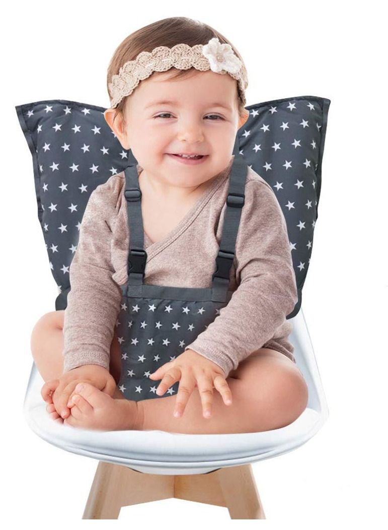 Portable Baby High Chair Safety Seat Harness for Toddler, Baby Travel Essential Easy High Booster Seat Cover for Infant Eating Feeding Camping with Adjustable Straps Shoulder Belt.