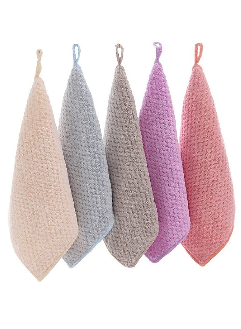 5-Piece Hand Towel With Loop Soft Fast Drying Hand Towel For Kitchen Square Thin Hanging Hand Towels With Hanging Small Dry Hand Towels For Kitchen Bathroom