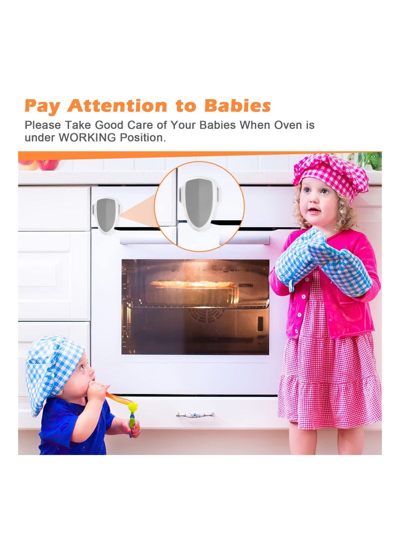 Oven Door Lock, Child Safety Oven Baby Proof Childproof Oven Front Lock Easy to Install and Use Heat-Resistant and Durable Material, with 3M Adhesive, No Screws or Drill for Toddlers(2 Pcs)