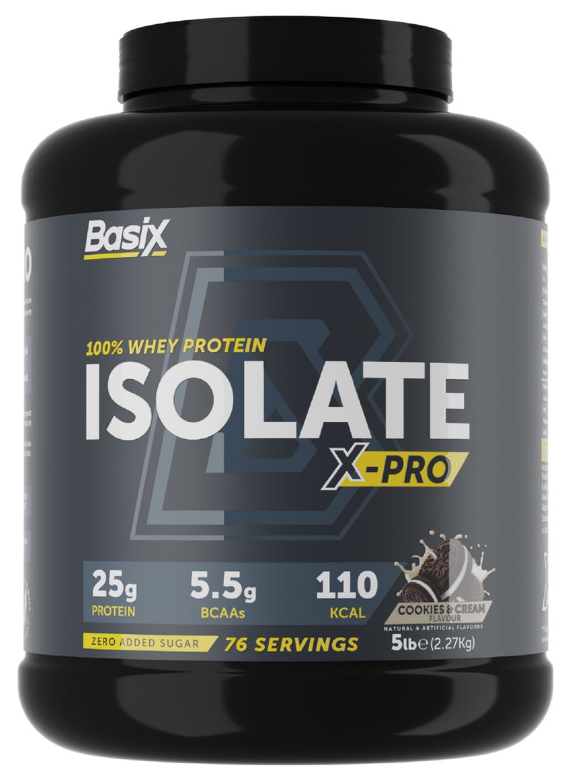 Basix 100% Whey Protein Isolate X-Pro 2.27kg Cookies And Cream Flavor 76 Serving