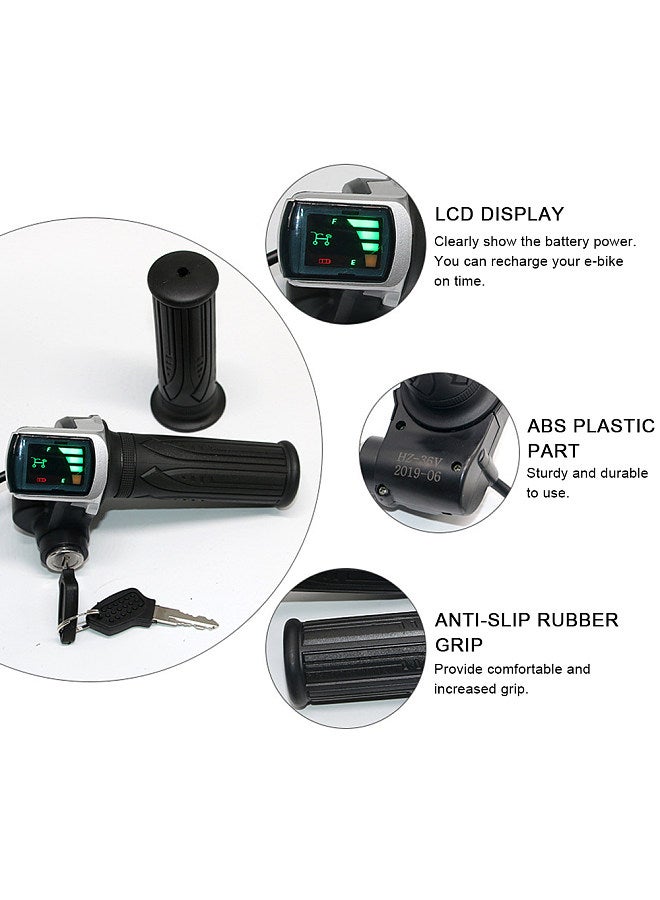 24V/36V/48V Electric Bike Twist Grip Throttle with LCD Battery Display Electric Bicycle Throttle Grip with Power Indicator