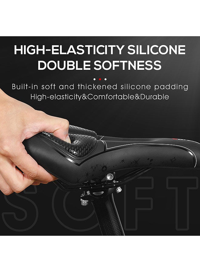 Bike Seat Padded Bicycle Saddle Cushion with Removable Rechargeable LED Tail Light for Men Women MTB Mountain Road Bike Cycling