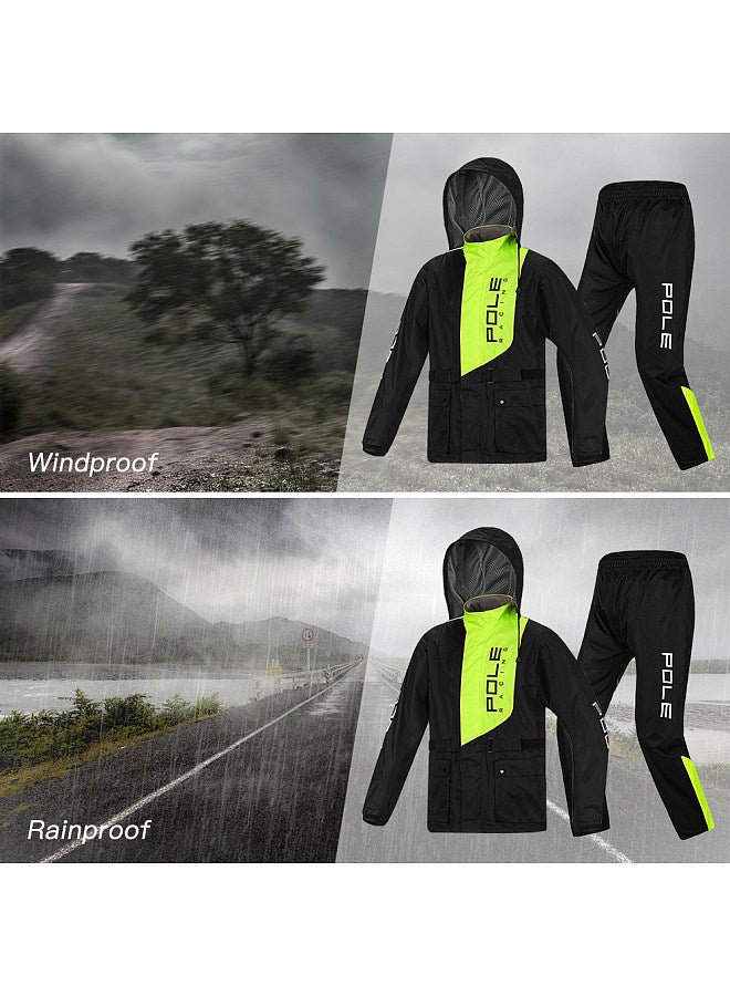 Men Waterproof Breathable Rain Suit Rain Jacket and Pants Suit for Motorcycle Golfing Cycling Fishing Hiking