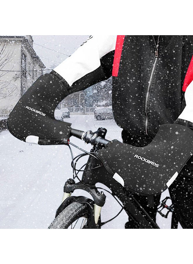 Winter Bicycle Handlebar Warm Gloves Windproof Bike Mittens Cold Weather Commuting Neoprene Handlebar Mittens Hand Warmers Water Resistant Bar Gloves