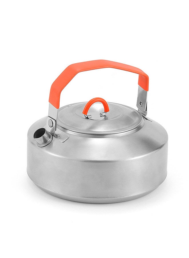 Outdoor Stainless Steel Kettle AntiScalding SilicaGel Handle Camping Coffee Kettle Portable Coffee Pot Picnic Cooker 1L Teapot Cooking Accessory