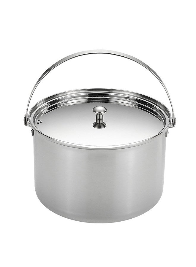 Camping Hiking Rice Cooker Folding Handle Soup Pot Outdoor Portable Picnic Cookware Stainless Steel Pot Multifunctional Travel Cooking Accessory