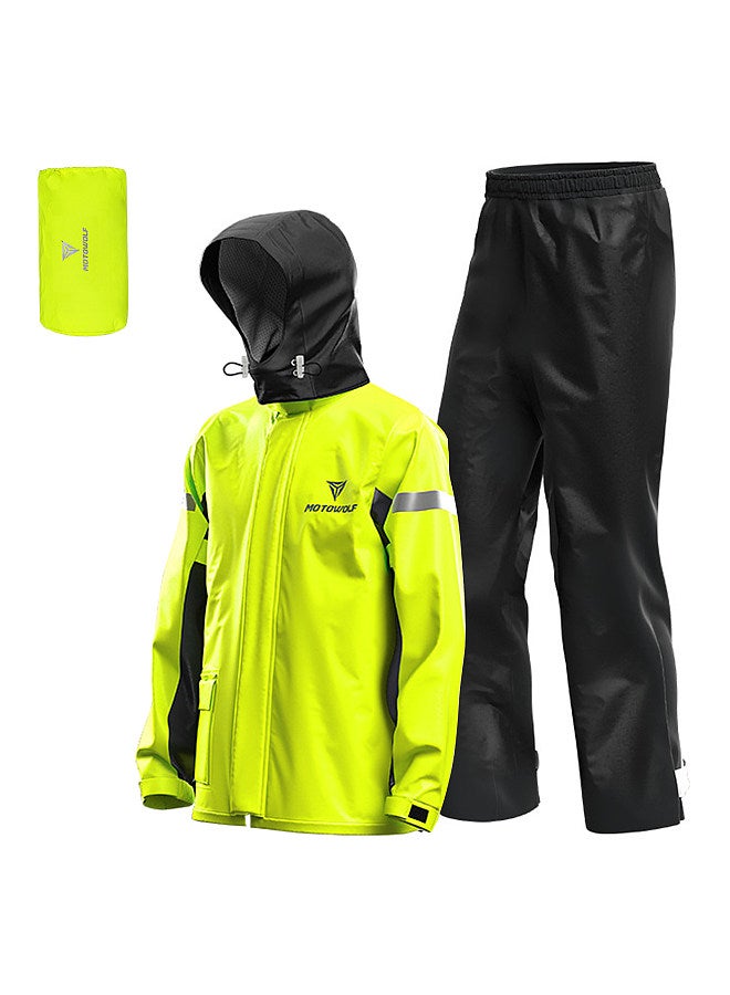 Men Motorcycle Rain Suit Outdoor Reflective Waterproof Rain Jacket and Pants Rain Gear for Bike Riding Cycling Camping Hiking