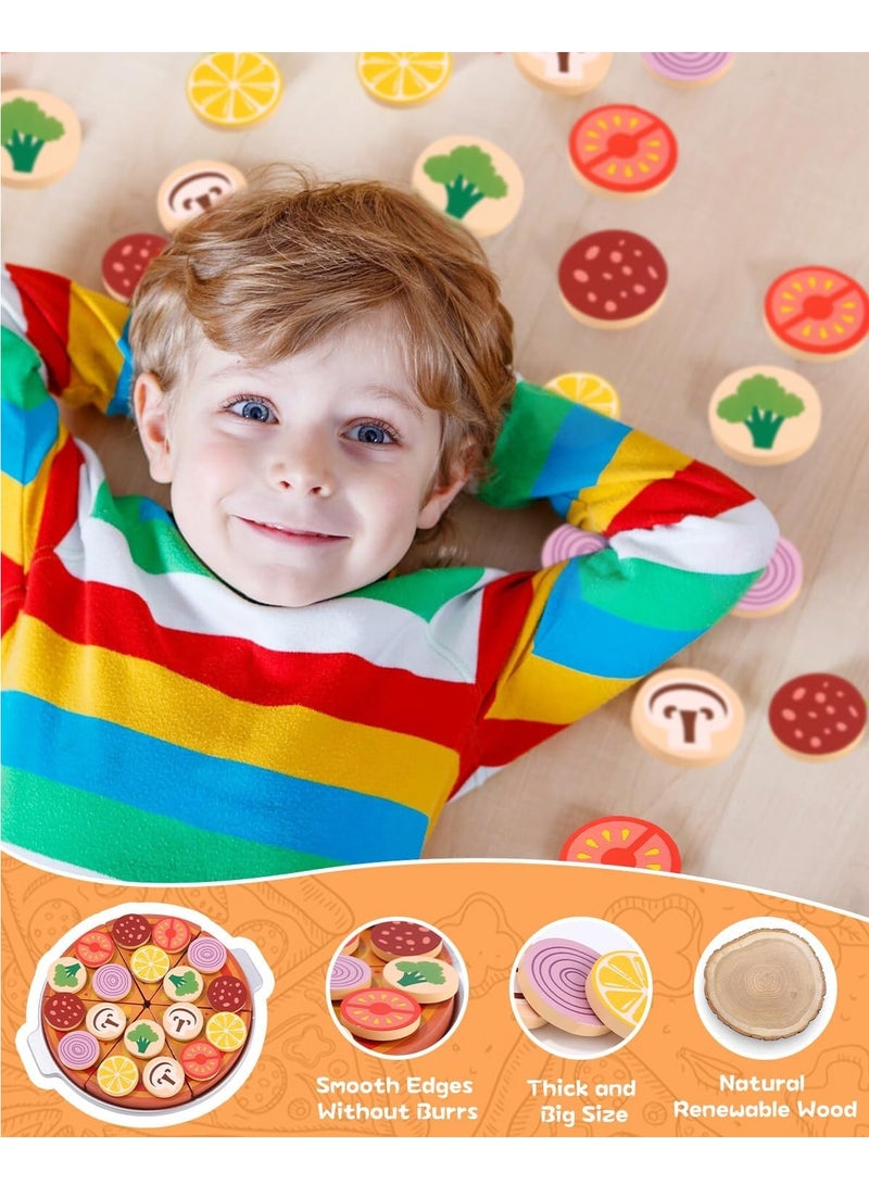 Kids Toys Wooden Pizza Set Kitchen Accessories Educational Toys Suitable for children aged 3 years and above
