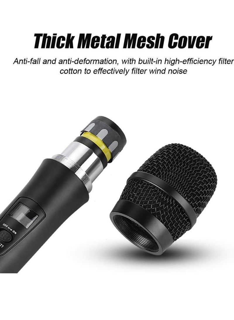 2PC Microphone Dual Portable Handheld Dynamic Mic System with Rechargeable Receiver Karaoke Microphone