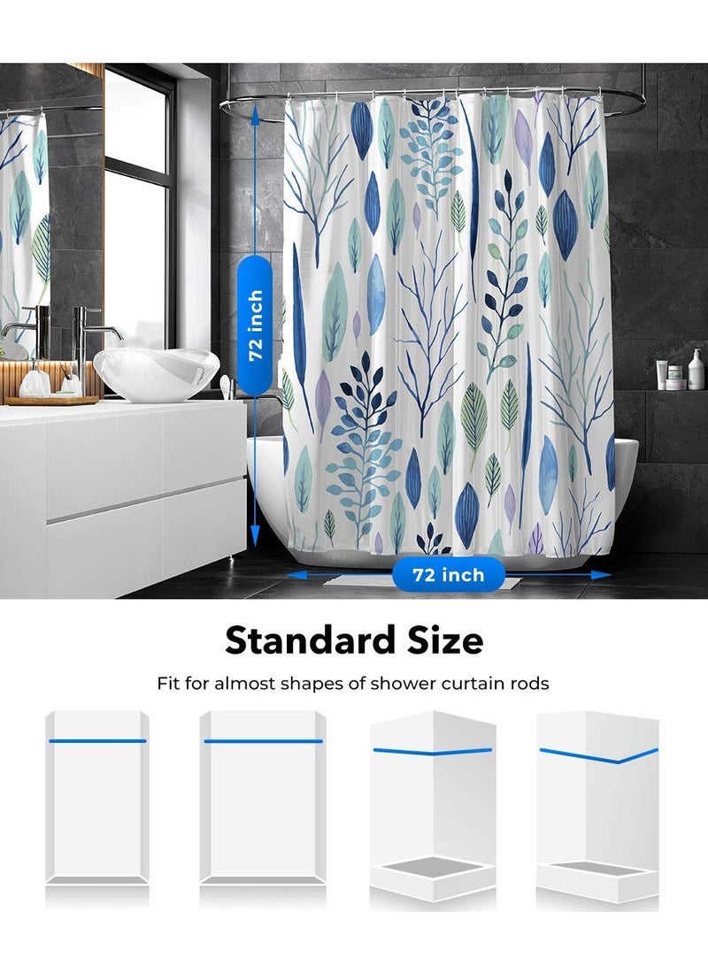 Shower Curtains Floral Shower Curtain Leaf Shower Curtain Plants Tropical Shower Curtain Waterproof Fabric Shower Curtains for Bathroom with 12 Plastic Hooks 72x72 Inch
