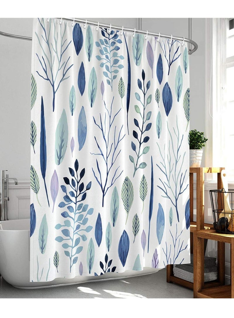 Shower Curtains Floral Shower Curtain Leaf Shower Curtain Plants Tropical Shower Curtain Waterproof Fabric Shower Curtains for Bathroom with 12 Plastic Hooks 72x72 Inch