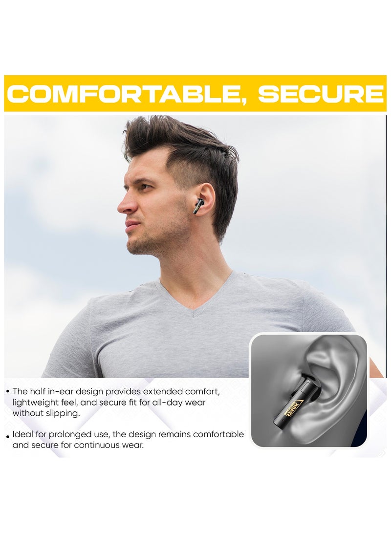 Marvel Wireless Earbuds QS-12 , In-ear Earphones Bluetooth 5.3, 32 Hours Playback Time, Mechanical Style 13mm Drivers IPX4 Low Latency Wireless Earphones (Black)
