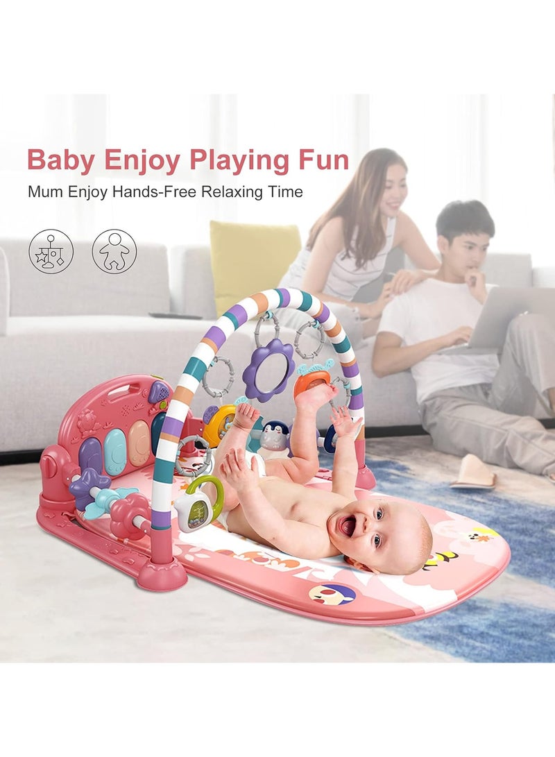 ORiTi Baby Play Mat Funny Play Piano Tummy Time Baby Activity Gym Mat with 5 Infant Learning Sensory