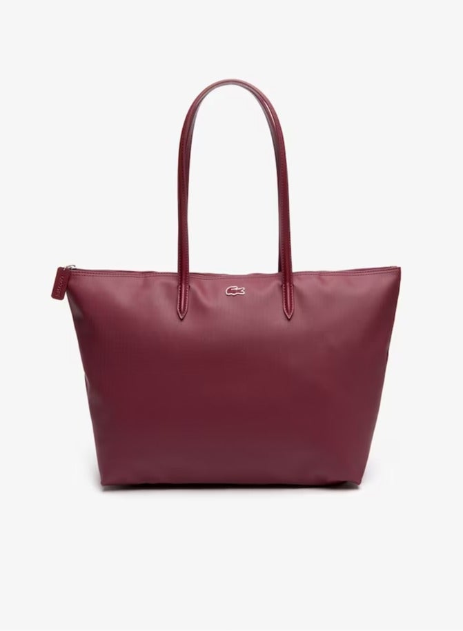 Lacoste Women's L12.12 Concept Fashion Versatile Large Capacity Zipper Handbag Tote Bag Shoulder Bag Large Size Wine Red 45cm * 30cm * 12cm