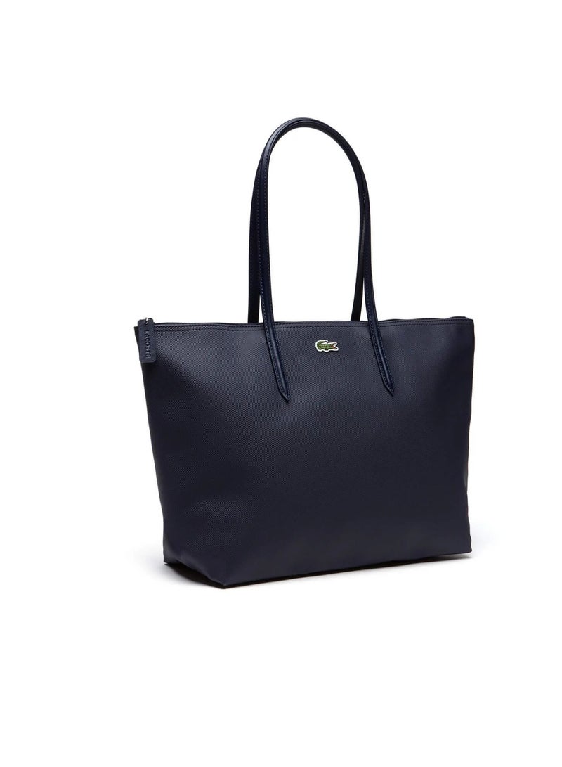 Lacoste Women's L12.12 Concept Fashion Versatile Large Capacity Zipper Handbag Tote Bag Shoulder Bag Large Navy Blue