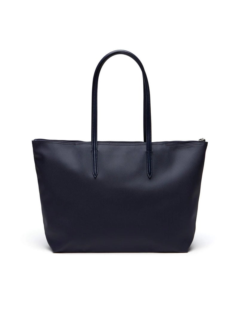 Lacoste Women's L12.12 Concept Fashion Versatile Large Capacity Zipper Handbag Tote Bag Shoulder Bag Large Navy Blue