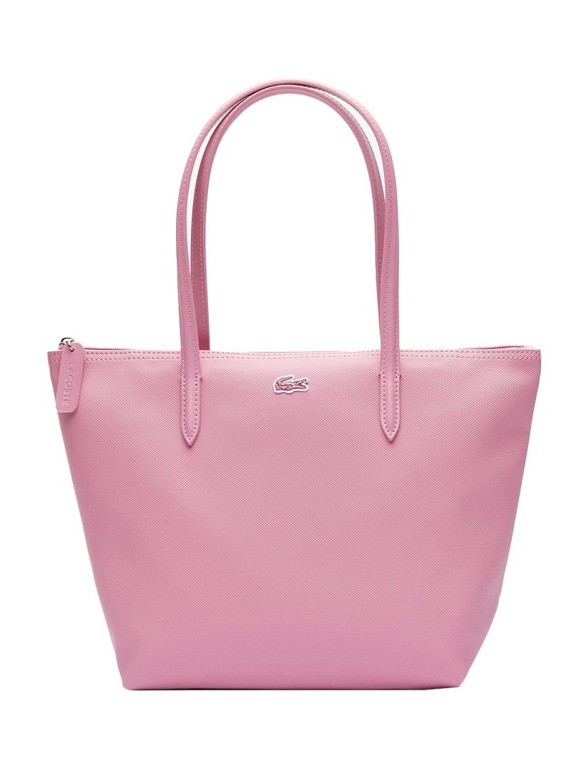 Lacoste Women's L12.12 Concept Fashion Versatile Large Capacity Zipper Handbag Tote Bag Shoulder Bag Medium Dark Pink