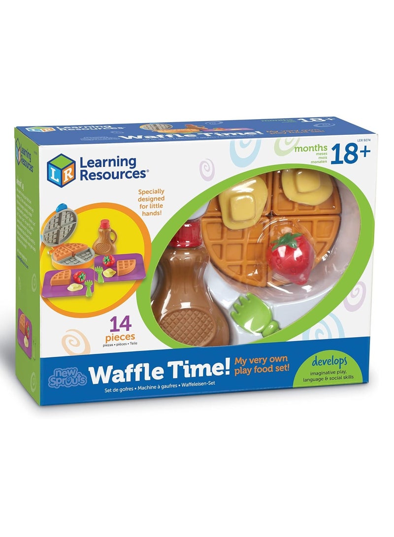 New Sprouts Waffle Time, Pretend Play Food Set, 14 Piece Set, Ages 18 mos+