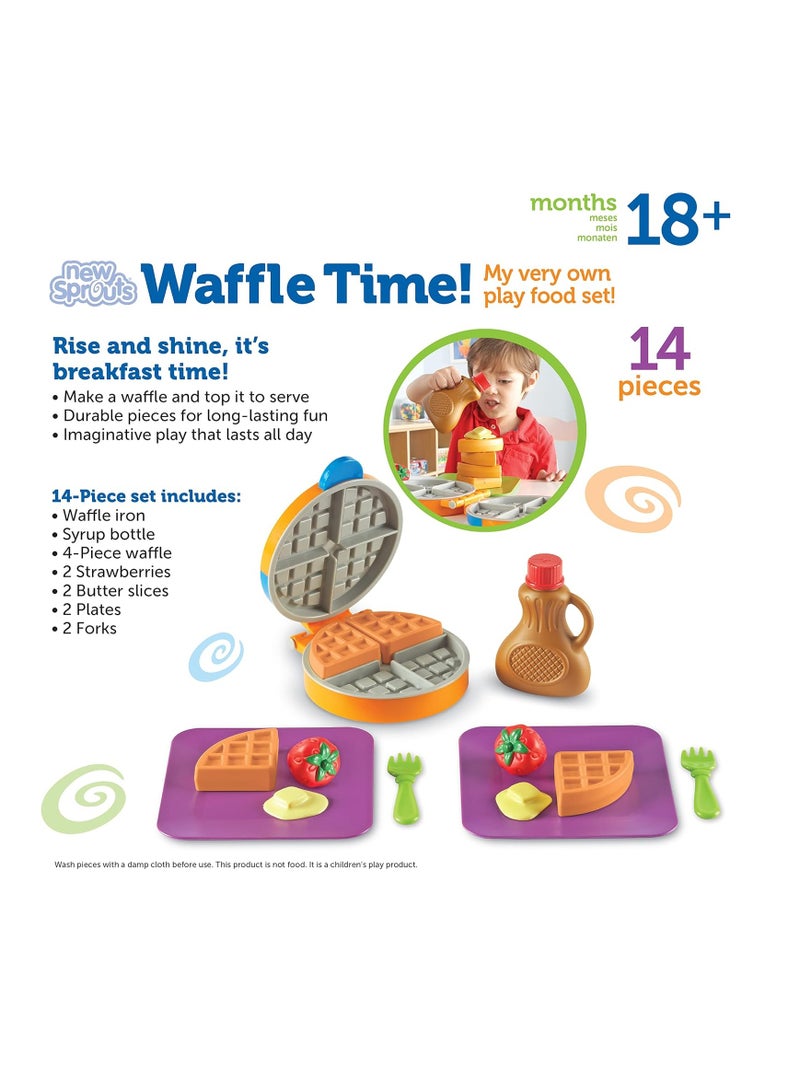 New Sprouts Waffle Time, Pretend Play Food Set, 14 Piece Set, Ages 18 mos+