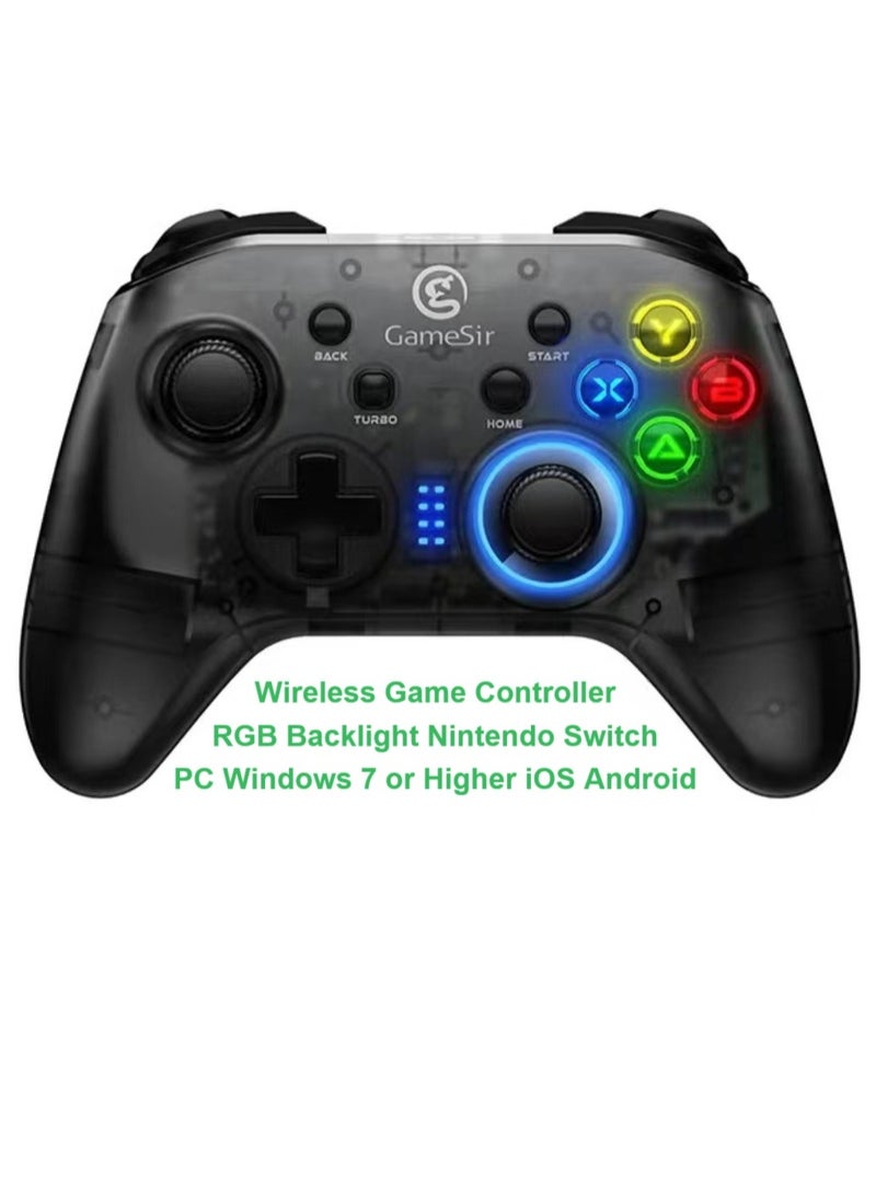 Wireless Gamepad GameSir T4 Pro Bluetooth Game Controller LED RGB Backlight for Nintendo Switch / PC Windows 7 or Higher iOS /Android Black