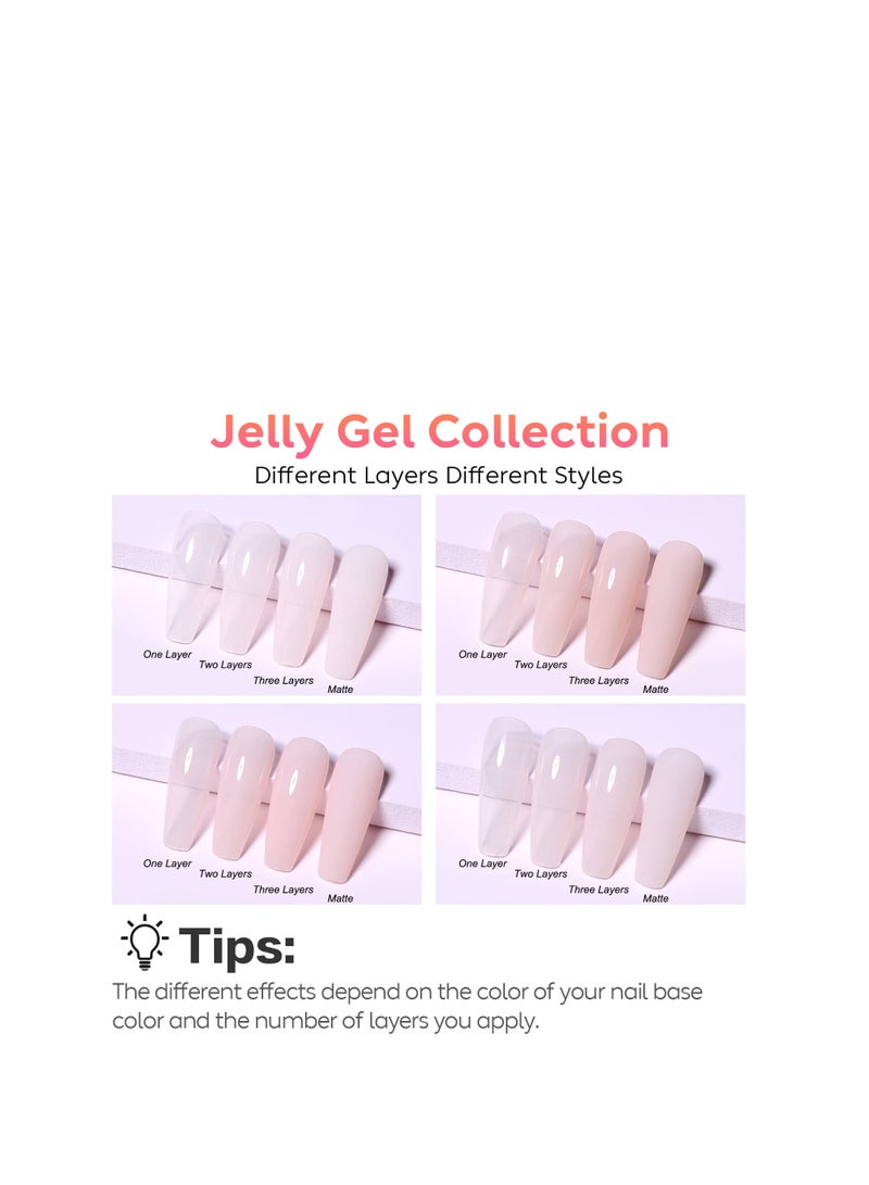 Transparent Milky White Nude Gel Nail Polish Soak Off U V LED Hema Free Gel Nail Lacquer Salon DIY Set Of 4pcs X 10ml - Kit Set 20