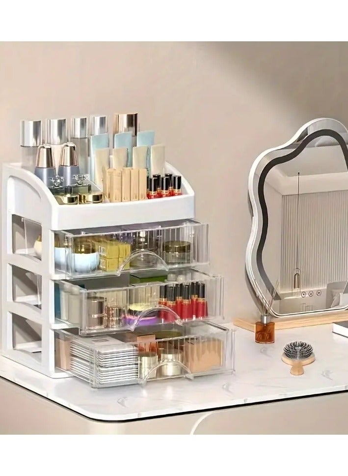 Makeup Organizer For Vanity, Large Capacity Desk Storage Box With Drawer For Dresser, Bathroom & Countertop, Great Holder For Cosmetics, Perfume, Skincare & Toiletries