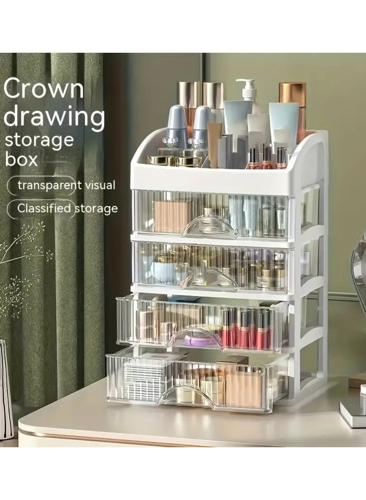 Makeup Organizer For Vanity, Large Capacity Desk Storage Box With Drawer For Dresser, Bathroom & Countertop, Great Holder For Cosmetics, Perfume, Skincare & Toiletries