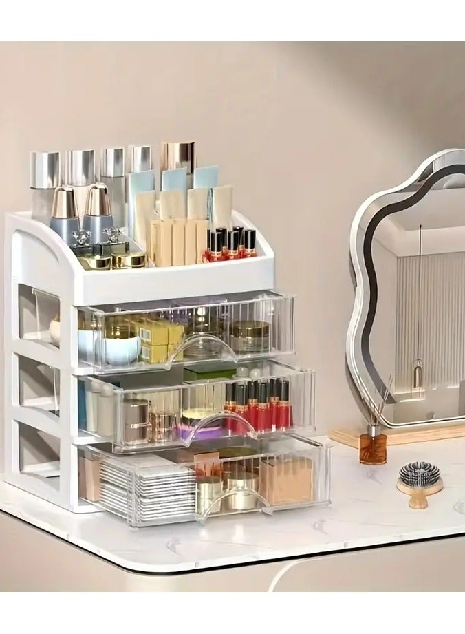 Makeup Organizer For Vanity, Large Capacity Desk Storage Box With Drawer For Dresser, Bathroom & Countertop, Great Holder For Cosmetics, Perfume, Skincare & Toiletries