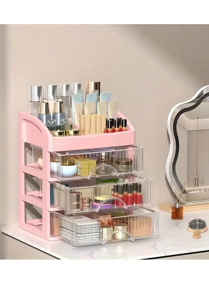 Makeup Organizer For Vanity, Large Capacity Desk Storage Box With Drawer For Dresser, Bathroom & Countertop, Great Holder For Cosmetics, Perfume, Skincare & Toiletries