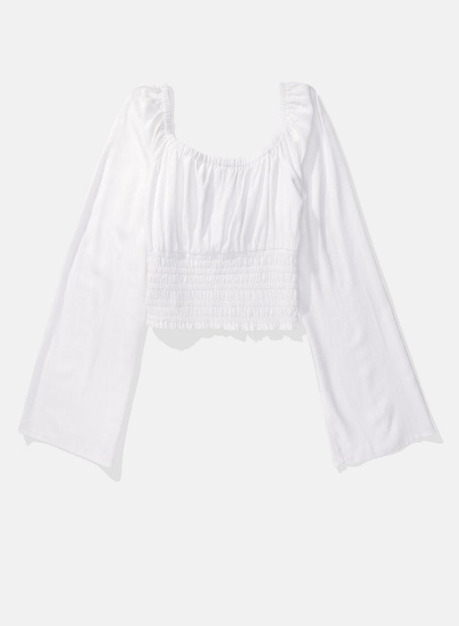 AE RUCHED LONG-SLEEVE BLOUSE