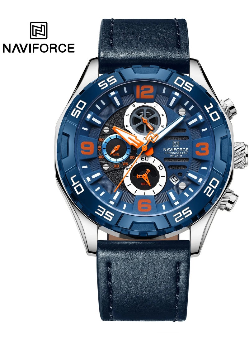 NEW NAVIFORCE 8043 CHRONOGLIDE Men’s Watch, Waterproof Luxury Style with Leather Strap, Best Gift 2024