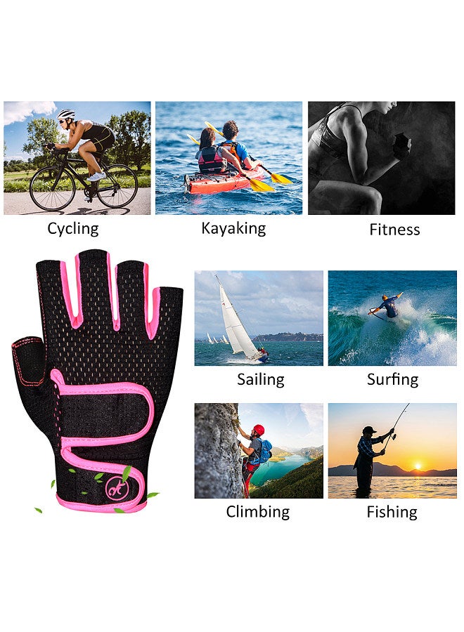 Sailing Gloves 3/4 Short Finger Cycling Mountain Bike Bicycle Gloves for Men and Women Fishing Kayaking Paddling Sailing Workout Gloves